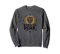 Leo Birthday Born to Roar Women's Zodiac Gift Sweatshirt, Adult Unisex, Dark Heather Grey, XL