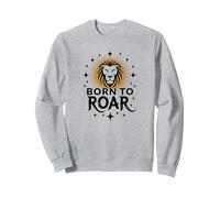 Leo Birthday Born to Roar Women's Zodiac Gift Sweatshirt, Adult Unisex, Heather Grey, XL