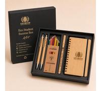 Leo Brand Eco Student Success Gift Box | Eco Friendly Stationery Gift Set | Bamboo Pens Plantable Colour Pencils Notepad | Sustainable Student Gift