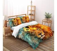 Leo Constellation Bedding Set 3D Design Lion Zodiac Duvet Cover Set Chic Breathable Comforter Cover Suitable for Family,couple,children Pillowcase Double（200x200cm）
