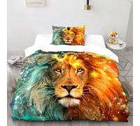Leo Constellation Bedding Sets for Boys Kids Duvet Cover 3D Lion Zodiac Comforter Cover Bed Set Ultra Soft Room Decor Single（135x200cm）