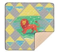 Leo Crayon Drawing Style Green Yellow Large Non-Slip Baby Play Mat for Indoor Outdoor Lightweight Baby Crawling Mat for Baby Toddler Infant, 50'' x 50''