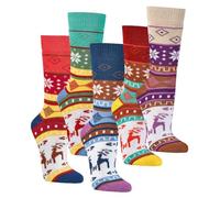 Leo Design 2 Pairs Scandinavian Cotton Socks for Women, Winter Thermal, Vintage Nordic Cotton Crew Soft & Comfortable Hygge (6-8, Scandi Mix2)