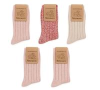 Leo Design 5 Pair Natural Premium Norwegian Women Merino Wool socks, Blend of Lambs wool and cotton Socks, Heavy wool, Thermal socks. (UK 6-8, 5)