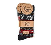 Leo Design Norwegian Wool Socks for Men & Women, Winter Thermal Knitted, Scandinavian Nordic Crew Soft & Warm, Comfortable, Hygge cushioned Socks for cold weather, 2pair (Bundle 2, 3-5)