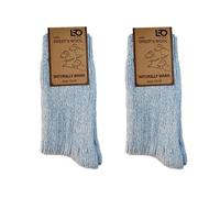Leo Design Norwegian Wool socks for women, Natural Cosy Premium Nordic Style Winter Socks, Heavy wool, Thick soft & Warm sock, 2 Pack Thermal socks. (Blue, 2-5)