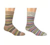 Leo Design Norwegian Wool Socks with Alpaca Wool for Men & Women, Thermal Thick Knit Nordic Hygge, Cushioned Socks for Winter, 2 Pairs (2-5, Bundle 3)
