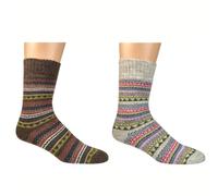 Leo Design Norwegian Wool Socks with Alpaca Wool for Men & Women, Thermal Thick Knit Nordic Hygge, Cushioned Socks for Winter, 2 Pairs (6-8, Bundle 4)