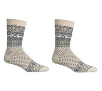 Leo Design Norwegian Wool Socks with Alpaca Wool for Men & Women, Thermal Thick Knit Nordic Style, Cushioned Socks for Winter, 2 Pairs (Off-White, 6-8)