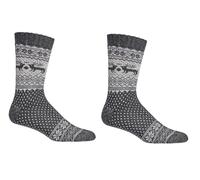 Leo Design Norwegian Wool Socks with Alpaca Wool for Men & Women, Thermal Thick Knit Nordic Style, Cushioned Socks for Winter, 2 Pairs (Charcoal, 9-12)