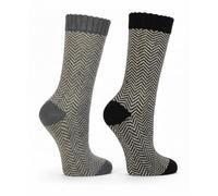 Leo Design Thermal Winter Socks, Wool Blend with Alpaca, Classic Nordic Style, Breathable Herringbone Weave, 2X, Hiking Boot Socks (UK 6-8, Grey/Dark Grey)