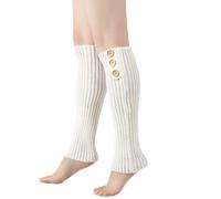 Leo Design Women's Leg Warmers | Cable Knit Pattern | Luxurious Soft Lambs Wool & Acrylic Blend for Winter | Cozy Fashion Accessory, One Size (1, White)