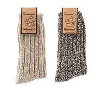 Leo Design Wool Socks for Men and women, 2 Pairs Norwegian Winter Thermal Socks Knitted, Nordic Style Crew Warm, Lambswool blend Ribbed thick knit Socks (5-8, Olive Heather/Brown Heather)