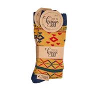 Leo Design Wool Socks for Men and women, 2 Pairs Norwegian Winter Thermal Socks Knitted, Nordic Style Crew Soft & Warm, Comfortable Hygge, Cushioned Socks for cold weather (2-5, Mustard)