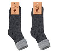 Leo Design Wool Socks, Lambs Wool & Alpaca Wool Blend, 2 pair Norwegian Socks for Men & Women, Fine Knit Soft crew, Thermal Socks Winter Hiking Walking Boot Socks (Charcoal, 6-8)