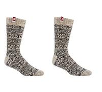 Leo Design Wool socks, Natural Premium Canadian Style Wool Socks, Heavy wool, Thick cushioned warm socks, Thermal socks for men & Women 2 Pair (Grey-Black, 6-8)