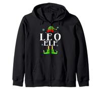 LEO Elf Xmas Funny Men's Family Matching Christmas LEO Zip Hoodie