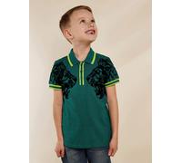 Leo Flocked Polo GWD by GEORGE W. DAVIES Teal 5-6 Years
