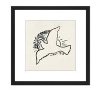 Leo Gestel Peace Dove Branch 1918 Drawing 8X8 Inch Square Wooden Framed Wall Art Print Picture with Mount Artery8 Black One Size
