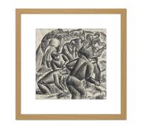 Leo Gestel Potato Working On The Land Farm Drawing 8X8 Inch Square Wooden Framed Wall Art Print Picture with Mount Artery8 Light Oak One Size