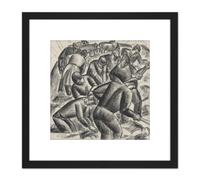 Leo Gestel Potato Working On The Land Farm Drawing 8X8 Inch Square Wooden Framed Wall Art Print Picture with Mount Artery8 Black One Size