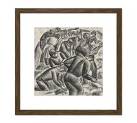 Leo Gestel Potato Working On The Land Farm Drawing 8X8 Inch Square Wooden Framed Wall Art Print Picture with Mount Artery8 Brown One Size