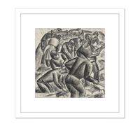 Leo Gestel Potato Working On The Land Farm Drawing 8X8 Inch Square Wooden Framed Wall Art Print Picture with Mount Artery8 White One Size