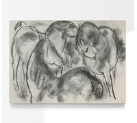 Leo Gestel Schets van drie paarden |Black & White Charcoal Horse Drawing, Vintage Equine Coal Print, Farmhouse Horse Sketch, Monochrome Animal Fine Wall Art Poster Picture