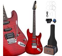 Leo Jaymz 39" Full Size ST Style Electric Guitar Starter Kit with SSH Pickup, 5W Portable Amp, Tuner, Gig Bag, Strap & Accessories (Red Ocean 5W)