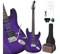 Leo Jaymz 39" Full Size ST Style Electric Guitar Starter Kit with SSH Pickup, 5W Portable Amp, Tuner, Gig Bag, Strap & Accessories(Violet Flame 5W)