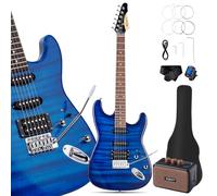 Leo Jaymz 39" Full Size ST Style Electric Guitar Starter Kit with SSH Pickup, 5W Portable Amp, Tuner, Gig Bag, Strap & Accessories(Blue Flame 5W)
