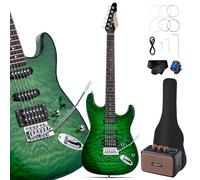 Leo Jaymz 39" Full Size ST Style Electric Guitar Starter Kit with SSH Pickup, 5W Portable Amp, Tuner, Gig Bag, Strap & Accessories(Green Ocean 5W)