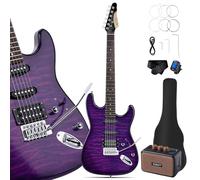 Leo Jaymz 39" Full Size ST Style Electric Guitar Starter Kit with SSH Pickup, 5W Portable Amp, Tuner, Gig Bag, Strap & Accessories (Violet Ocean)