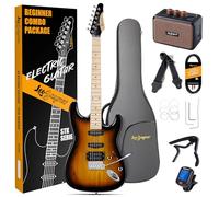 Leo Jaymz 39 Inch Full Size Electric Guitar Kit Electric Guitar Beginner Kits - Portable Amp,Digital Tuner,Gig Bag,Strap,Cable (Sunburst)