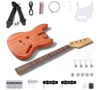 Leo Jaymz DIY Electric Bass Guitar Kits - Mahogany Body, Roasted Maple Neck and Ebony Fingerboard - Fully Components Included (JB)