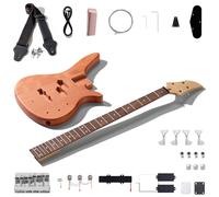 Leo Jaymz DIY Electric Bass Guitar Kits - Mahogany Body, Roasted Maple Neck and Laurel Wood Fingerboard - Fully Components Included (LB)