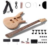 Leo Jaymz DIY Electric Bass Guitar Kits - Roasted Ash Body, Roasted Maple Neck and Ebony Fingerboard - Fully Components Included (IB 5 Strings)