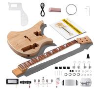 Leo Jaymz DIY Electric Bass Guitar Kits - Roasted Ash Wood Body, Maple Neck and Laurel Wood Fingerboard - Fully Components Included