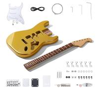 Leo Jaymz DIY ST Style Electric Guitar Kits,Spray-painted Mahogany Body,Laurel Wood Fingerboard and Maple Neck, including all Components (ST Gold)