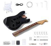 Leo Jaymz DIY ST Style Electric Guitar Kits,Spray-painted Mahogany Body,Laurel Wood Fingerboard and Maple Neck, including all Components (ST Black)