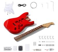 Leo Jaymz DIY ST Style Electric Guitar Kits,Spray-painted Mahogany Body,Laurel Wood Fingerboard and Maple Neck, including all Components (ST-Carnival Red)