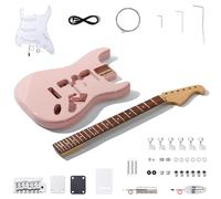 Leo Jaymz DIY ST Style Electric Guitar Kits,Spray-painted Mahogany Body,Laurel Wood Fingerboard and Maple Neck, including all Components (ST-Light Pink)