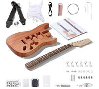Leo Jaymz DIY ST Style Electric Guitar Kits with Mahogany Body and Maple Neck - Ebony Fingerboard and All Components Included(ST)