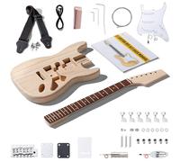 Leo Jaymz DIY ST Style Electric Guitar Kits with Mahogany Body and Maple Neck - Ebony Fingerboard and All Components Included (ST Paulownia)