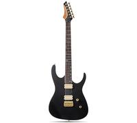 Leo Jaymz Electric Guitar Monsoon Series - Reverse Headstock, Mahogany Body,Roasted Maple Neck,Rosewood Fretboard,Locking Tuners,Rounded End Frets,AlnicoV Pickups,Fixed Hardtail Bridge (Matte Black)