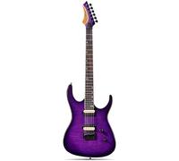 Leo Jaymz Electric Guitar Monsoon Series - Reverse Headstock, Mahogany Body,Roasted Maple Neck,Rosewood Fretboard,Locking Tuners,Rounded End Frets,AlnicoV Pickups,Fixed Hardtail Bridge (Violet Flame)
