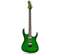 Leo Jaymz Electric Guitar Monsoon Series - Reverse Headstock, Mahogany Body,Roasted Maple Neck,Rosewood Fretboard,Locking Tuners,Rounded End Frets,AlnicoV Pickups,Fixed Hardtail Bridge (Green Flame)