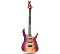 Leo Jaymz Electric Guitar Monsoon Series - Reverse Headstock, Mahogany Body,Roasted Maple Neck,Rosewood Fretboard,Locking Tuners,Rounded End Frets,AlnicoV Pickups,Fixed Hardtail Bridge (Violet Burl)
