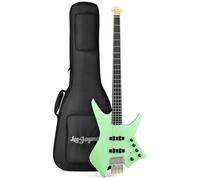 Leo Jaymz Headless Electric Bass Guitar, Basswood Body with Canadian Hard Maple Neck, Richlite Fretboard, Active 3-Band EQ, Alnico 5 Pickups, Stainless Steel Frets, with Gig Bag (Light Green)
