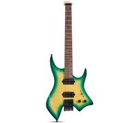 Leo Jaymz Headless Electric Guitar, Okoume Body, Maple Neck, Laurel Fingerboard, Dual Alnico V Pickups, 24 Frets, Stainless Steel Round-Fret (Yellow Green Ocean)